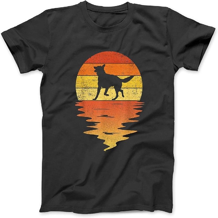 German Shepherd Shirt Vintage Retro Sunset German Shepherd T-Shirt JTN Mens Womens Sweatshirt Hoodie Longsleeve Black S