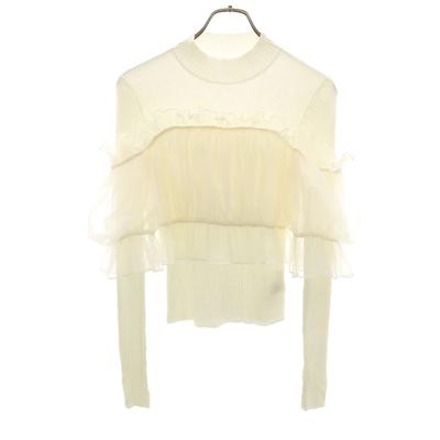 SNIDEL Langarm Tüll Off-Shoulder Kombinationspullover F Weiß Gestrickt Damen Gebraucht