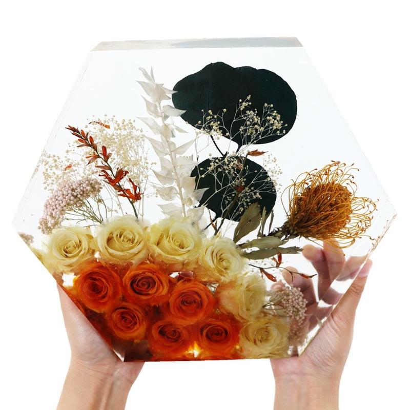 Groß Medium Klein Harzform Upgrade Sechseckige Silikonform zum Konservieren von Blumen DIY Hochzeits- Valentinstagsgeschenke