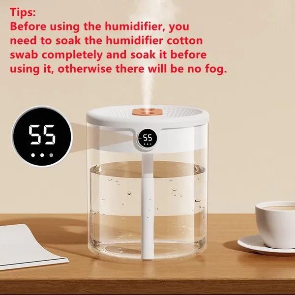 2L Double Nozzle Air Humidifier LCD Humidity Display Large Capacity Aroma Essential Oil Diffuser