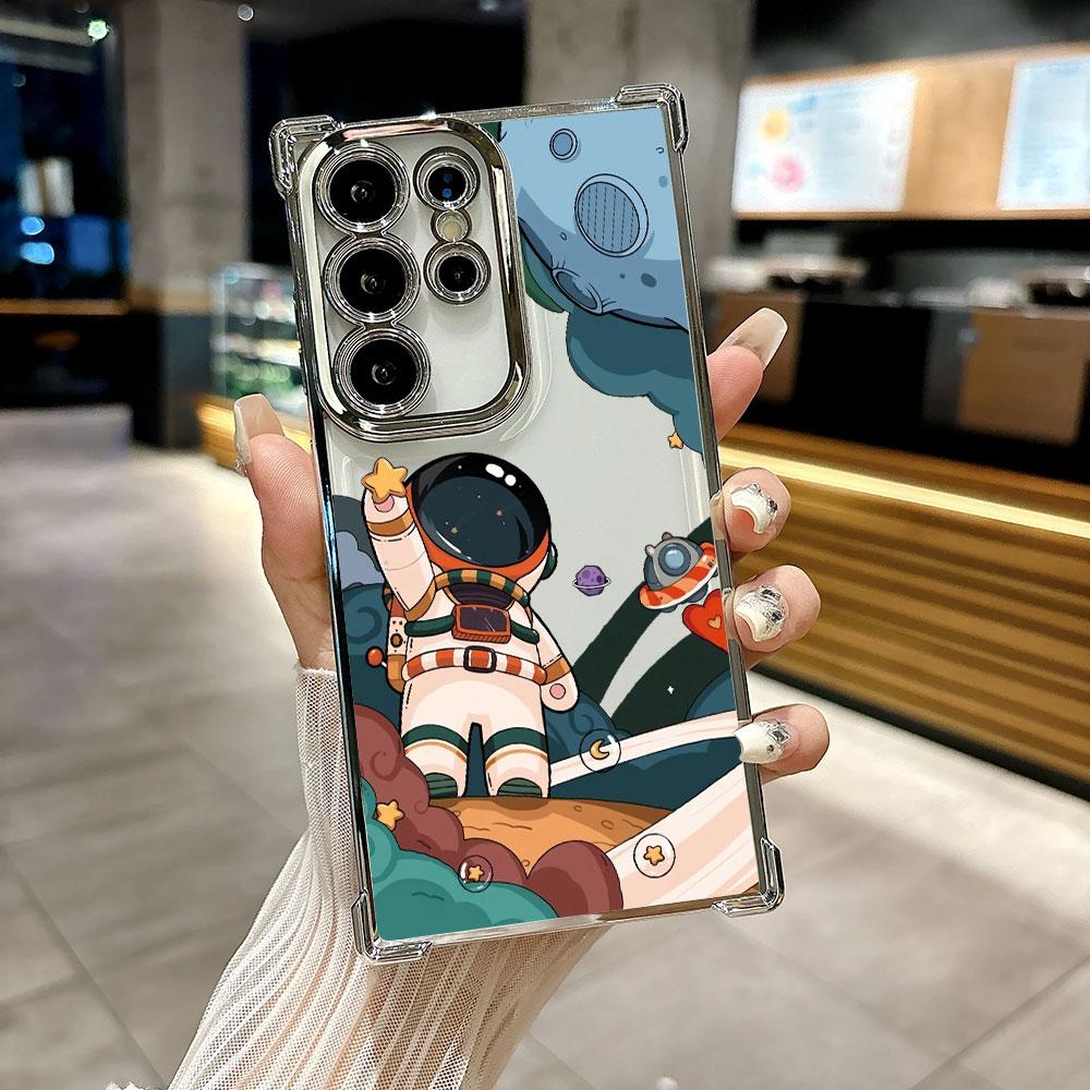 

Astronaut Rocket Funda For Samsung S26Ultra Phone Case For Galaxy S25 FE S26 S24 S23 S22 S21 Ultra S20 Plus S25FE 5G Clear Cover Galaxy S26