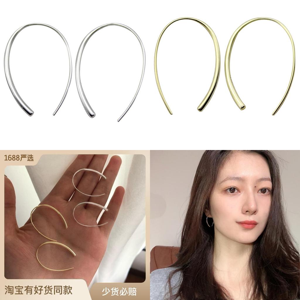 S925 Silver Needle Large Hoop Earrings Hypoallergenic Geometric Design Silver And Gold