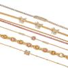and American Style Versatile Stackable Bracelets for Women, Light Luxury Niche Exquisite 18K Gold-Plated Pink Zircon Titanium Steel Non-Fading Jewelry