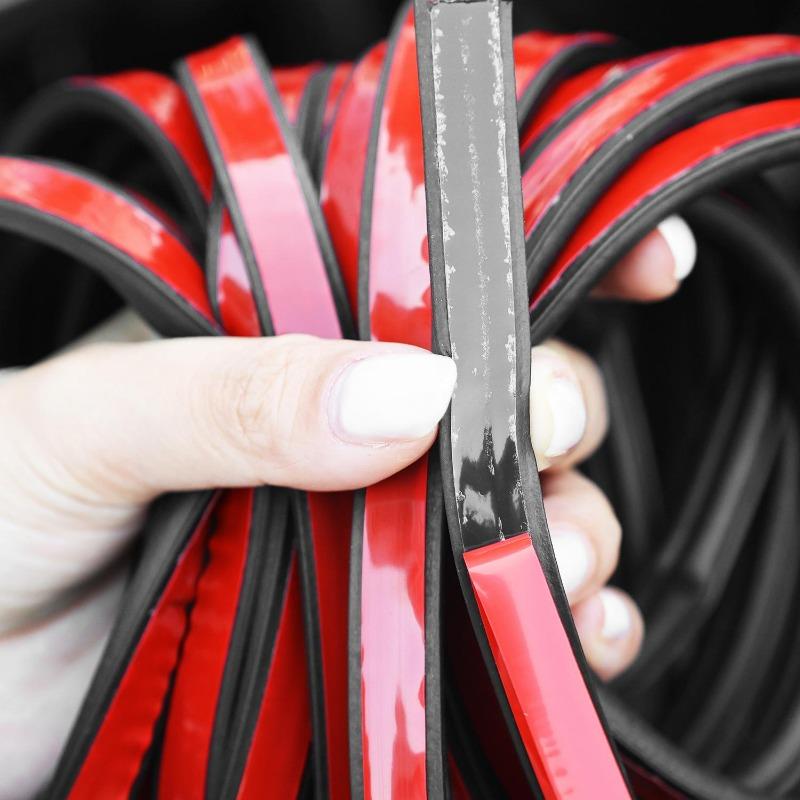 10 Meters B Type Car Door Seal Strips Noise Insulation Windproof Weatherstrip Rubber Seals Sticker Auto Interior Accessories