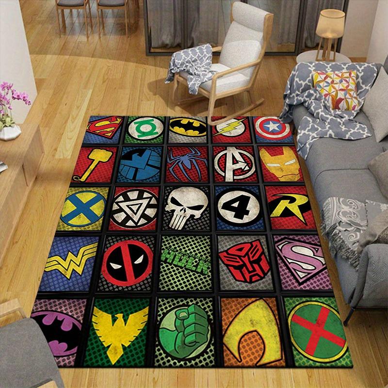 

1 шт. Килим з персонажами Marvel Avengers, Нековзкий килимок для підлоги, Дизайн з мультяшними персонажами, М який оксамит, Декор кімнати, Миючий 80cm by 120cm