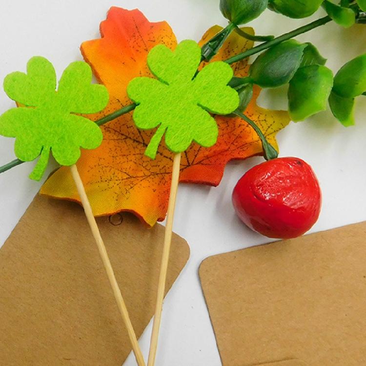 Saint Patrick's Day Clover Shape Green Cake Card Insertion Cake Decoration DIY