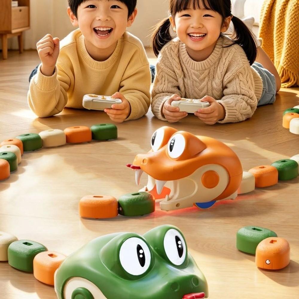 Eyes Rotate Electric Snake Toy Two Speed Modes Magnetic Food Collecting Segmented Body
