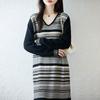 Women Sweater Dress 100% Wool MODERN NEW SAGA V-neck Knit Long Pullover Winter Jumpers Wool Long Dress Female