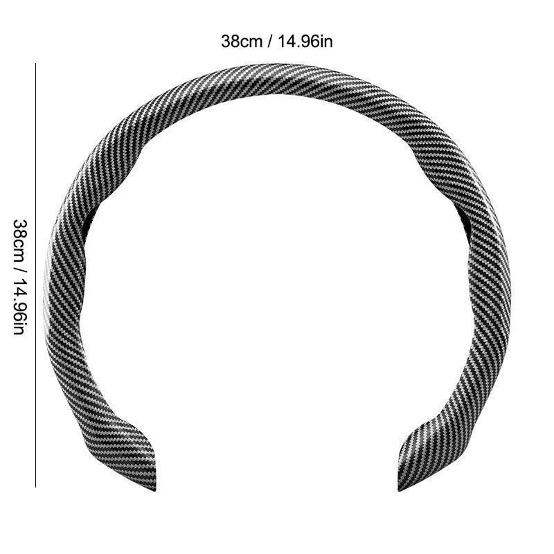 All Seasons Leather 5D Steering Wheel Cover Universal for 14.96 Inch Durable Carbon Fiber Cover Anti-Slip Veins Design for Honda