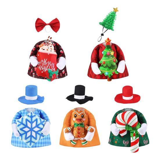 Christmas Porch Goose Outfit Lawn Goose Dress with Xmas Tree Hat Festive Goose Costume for 23" Geese Dress-Up Home Outdoor Decorations