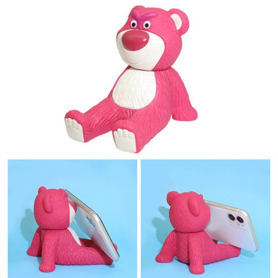 Suport adorabil pentru telefon cu urs de desene animate, culoare roz, suport stabil, suport pentru telefon mobil, ornament de decorare pentru birou