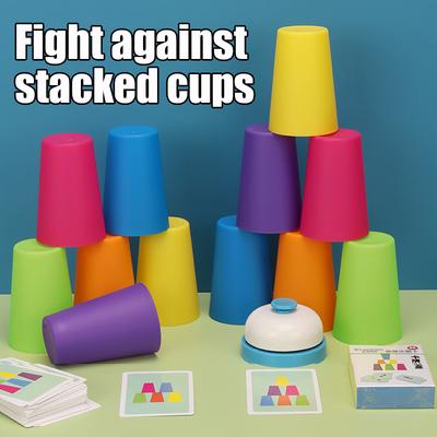 Non-Toxic Kids Speed Training Toys Stack Cup Battle Table Game Indoor Family Party Game Toys Color Cognition Logic Training Classic Game