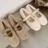 Fashion Designer Spring Autumn Women Warm Fur Shoes Fashion Shallow Slip On Ladies Flats Shoes Round Toe Women's Mary Jane Shoes