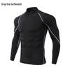 Men's Long Sleeve High Neck Sport Bodysuit - Quick-Dry High Elastic Fitness Training Base Layer Top