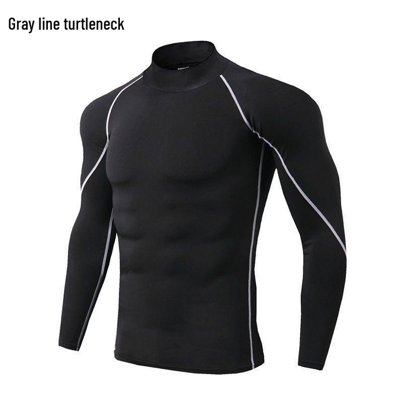 Men's Long Sleeve High Neck Sport Bodysuit - Quick-Dry High Elastic Fitness Training Base Layer Top