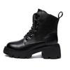 Women New Fashion Short Boots Women Cowhide Retro British Style Ankle Boots Casual Zipper High Heels Thick Soled Women Shoes