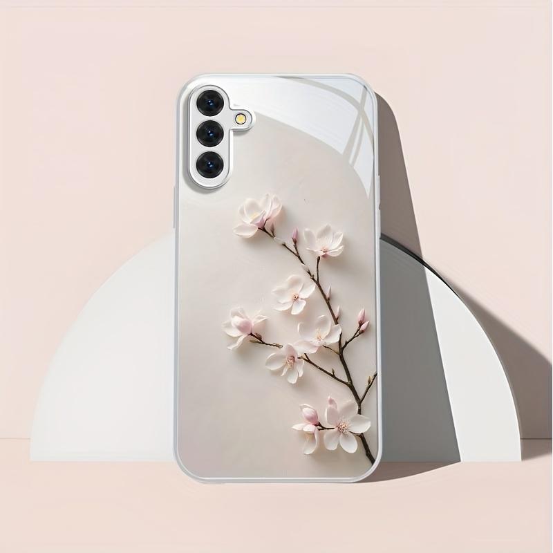 Skleněný kryt na telefon Jade Orchid Branch Vhodný pro Samsung Galaxy S26 S25 S24 S23 S22 S21 S20 FE/Ultra/Plus 5G Ochranný zadní kryt proti pádu