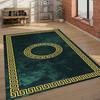 Green and Gold Ancient Greek Wave Rug Greek Mythology Modern Light Luxury Rug Printed Carpet Home Decor Living Room Rug Area Rug