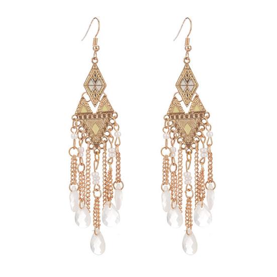 

1 пара женских серег с кисточками и блестящими серьгами-каплями из искусственного кристалла для белый