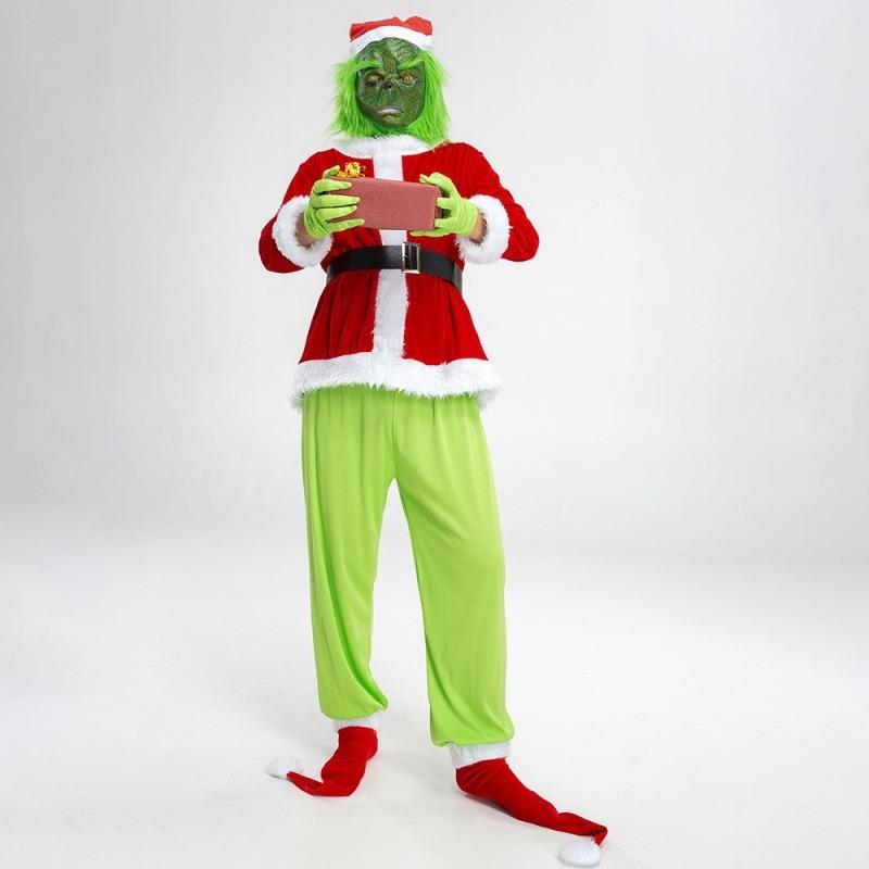Christmas Costume Green Hair Monster in disguise Thief Monster Jay Grinch Costume, Neutral Santa Claus Costume