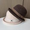 Curled Edge French Elegant Simple Woolen Bucket Hat Temperament Thermal Basin Hat Women'S Knitted Hat