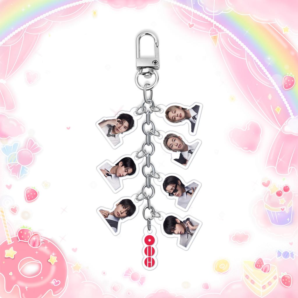 BTS Llavero Cadena de Fotos Arirang Tour, Colgante Mini Retrato de Miembro Acrílico con Etiqueta de Logo, Colgante de Bolsa Coleccionable para Fans Kpop ARMY