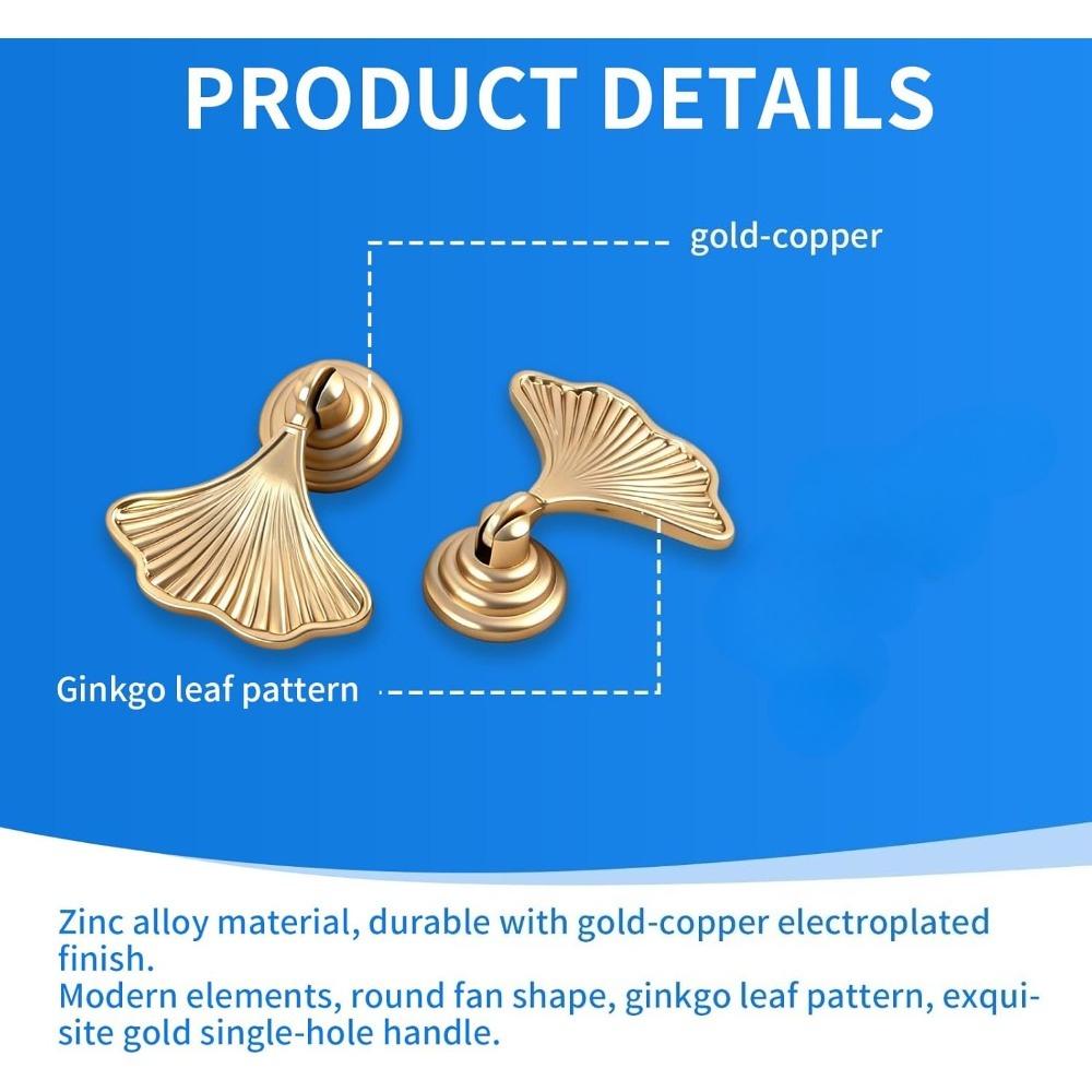2 Pcs Ginkgo Leaf Zinc Alloy Cabinet Knobs & Drawer Pulls with Screw Mounting Hardware for Kitchen Bathroom Dresser