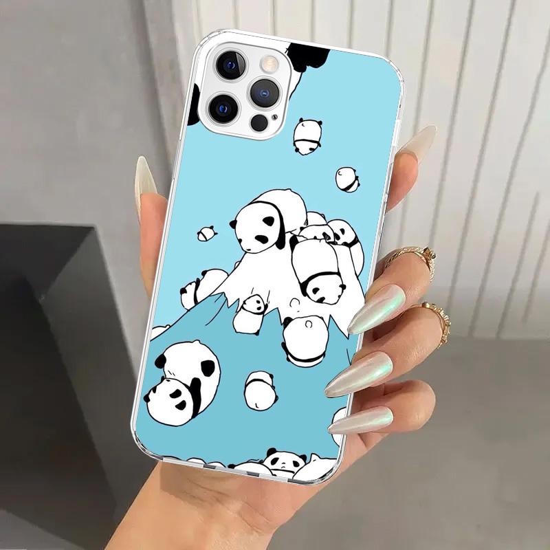 Cartoon Cute Panda Bear Phone Case for Iphone 17 Air 16 15 Plus 14 13 Mini 12 11 Pro Max 16E 7 8 SE 2020 Soft Funda Print Shell