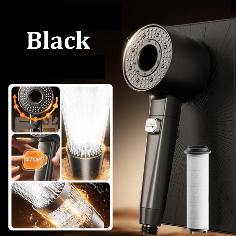Five-speed Filter Super-pressurized Shower Head Handheld Hollow Large Water Outlet Bathroom Shower Head Set