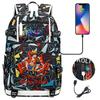 Anime Print USB Charging Backpack for Teens Students Unisex Casual Large Capacity Travel Daypack