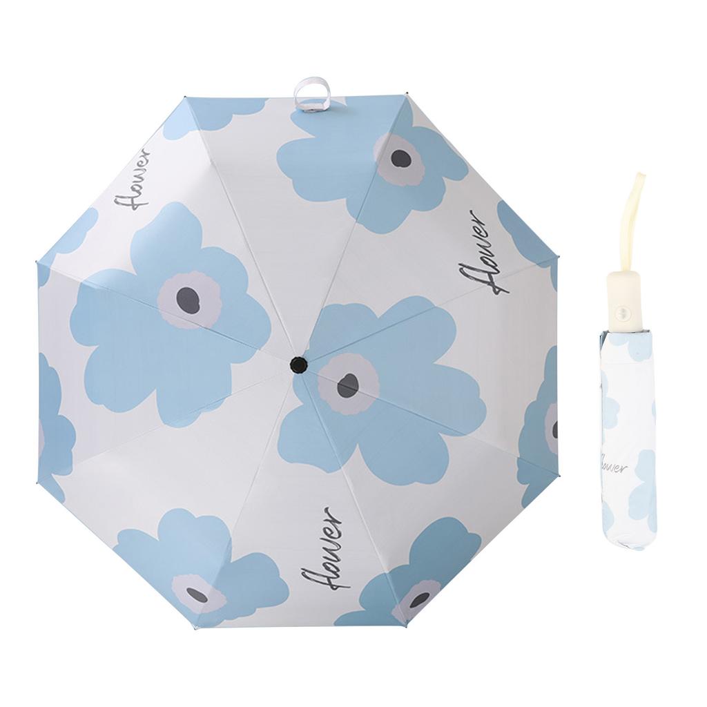 Flower Pattern Folding Umbrella UV Protection Foldable Rain Shine Dual Use Sun Umbrella for