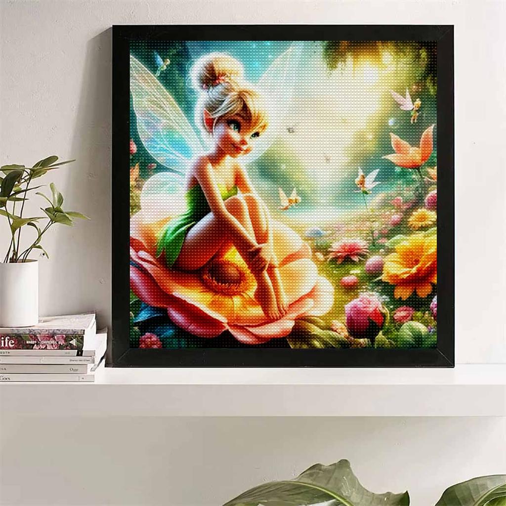 5D DIY Diamond Painting Decorative Flower Fairy Flowers Looks Back Full Round Drill Scenery Diamond Embroidery Cross Stitch Kits Home Decor Gift