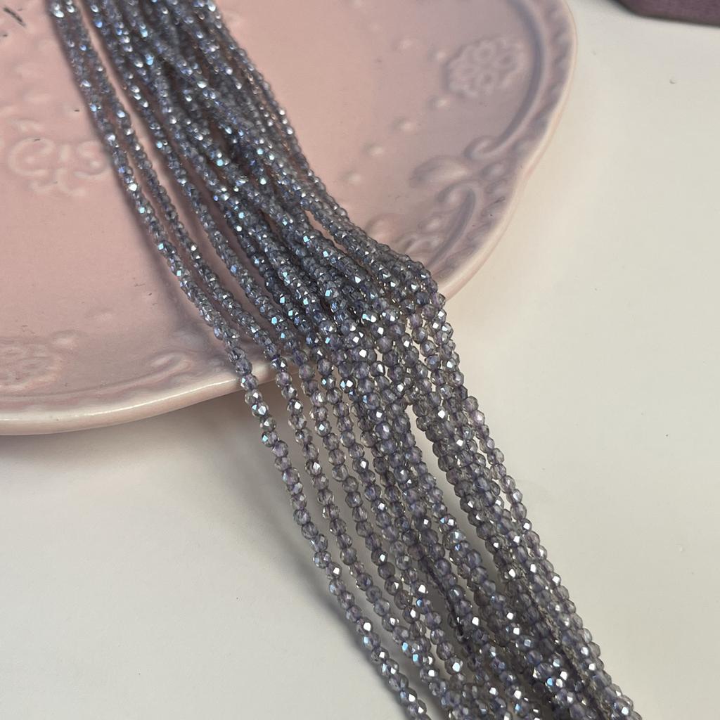 5String, Sparkling Lavender Gray Iridescent Plated Glass Beads 2mm/3mm, Dainty Loose Beads for DIY Minimalist Fairycore Bracelet Jewelry Making 38cm