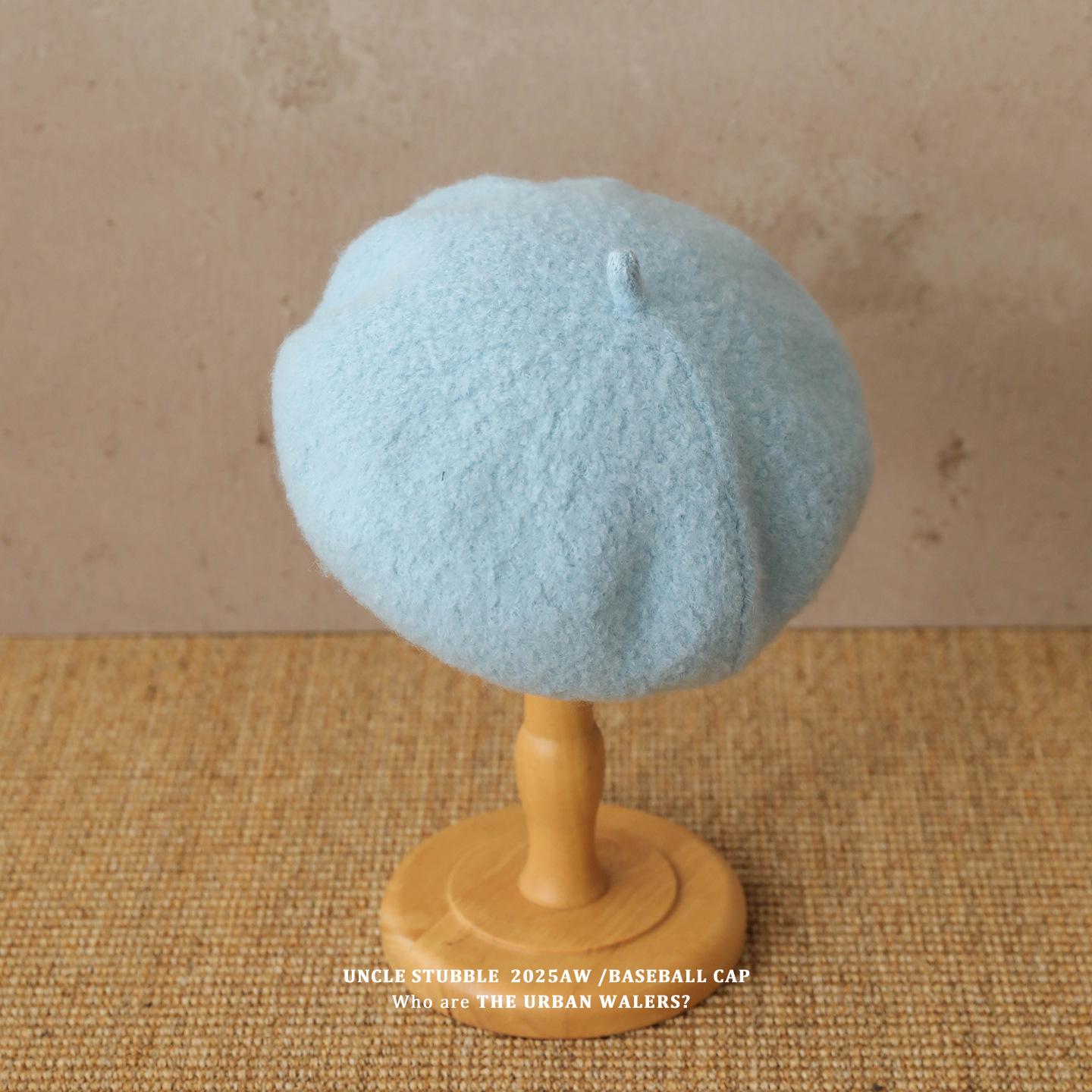 

Шерстяной берет в корейском стиле 2025: Универсальная осенне-зимняя шляпа художника, ретро литературный дизайн «тыква» One Size (55-59cm), Stretchable Head Circumference