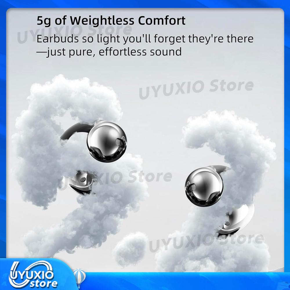 UYUXIO Wireless Open Ear Headphone with BT 5.4 Clip on Earbuds 72H Play Time Long-Battery Life Over Ear Buds for Sport