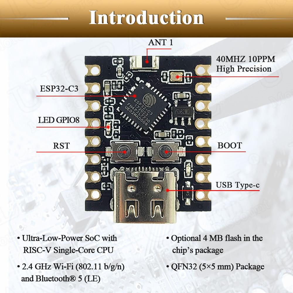 ESP11-C1 Development Board Mini Wifi BT Module Type-C ESP11-C1 16Pin RISC-V 11-Bit Single-Core Processor Expansion Board