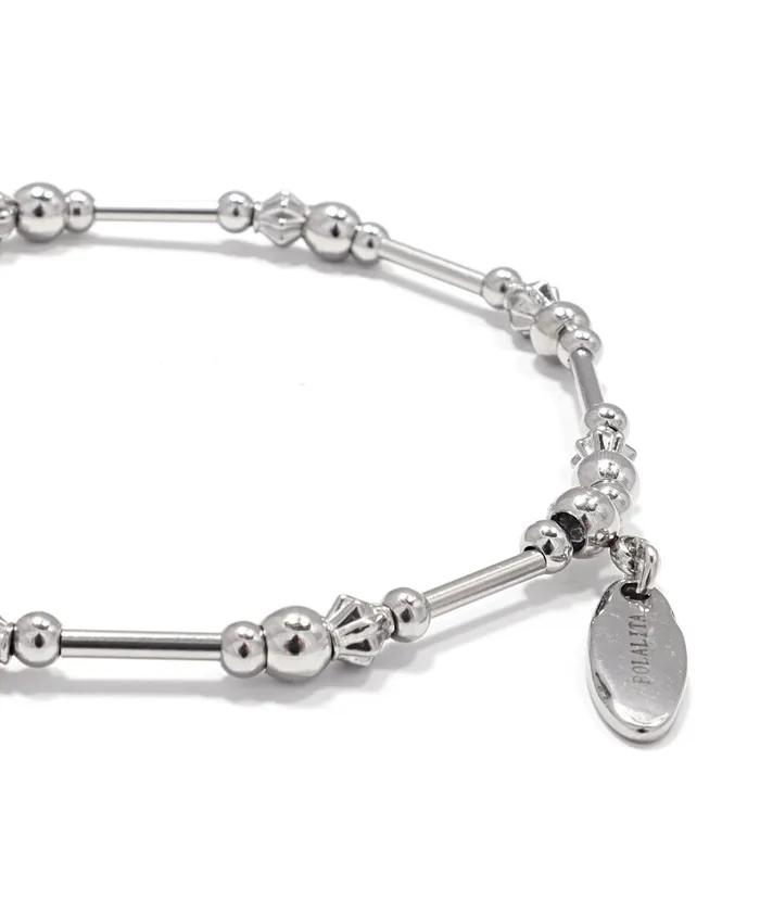 Surgical Bar & Pleated Ball Point Bracelet (PLT-BR-117_SV)