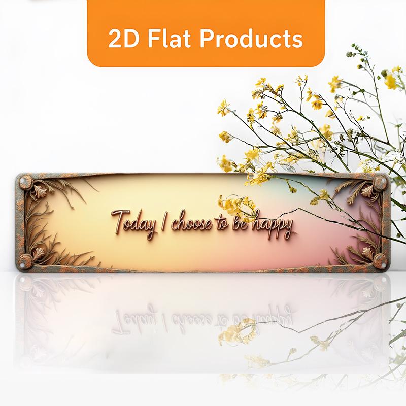 2D Flat, 2D Flat - A Vintage Aluminum Wall Sign That Reads "Today I Choose to Be Happy". This Rustic Metal Plaque Is Suitable for Offices, Shops, Home