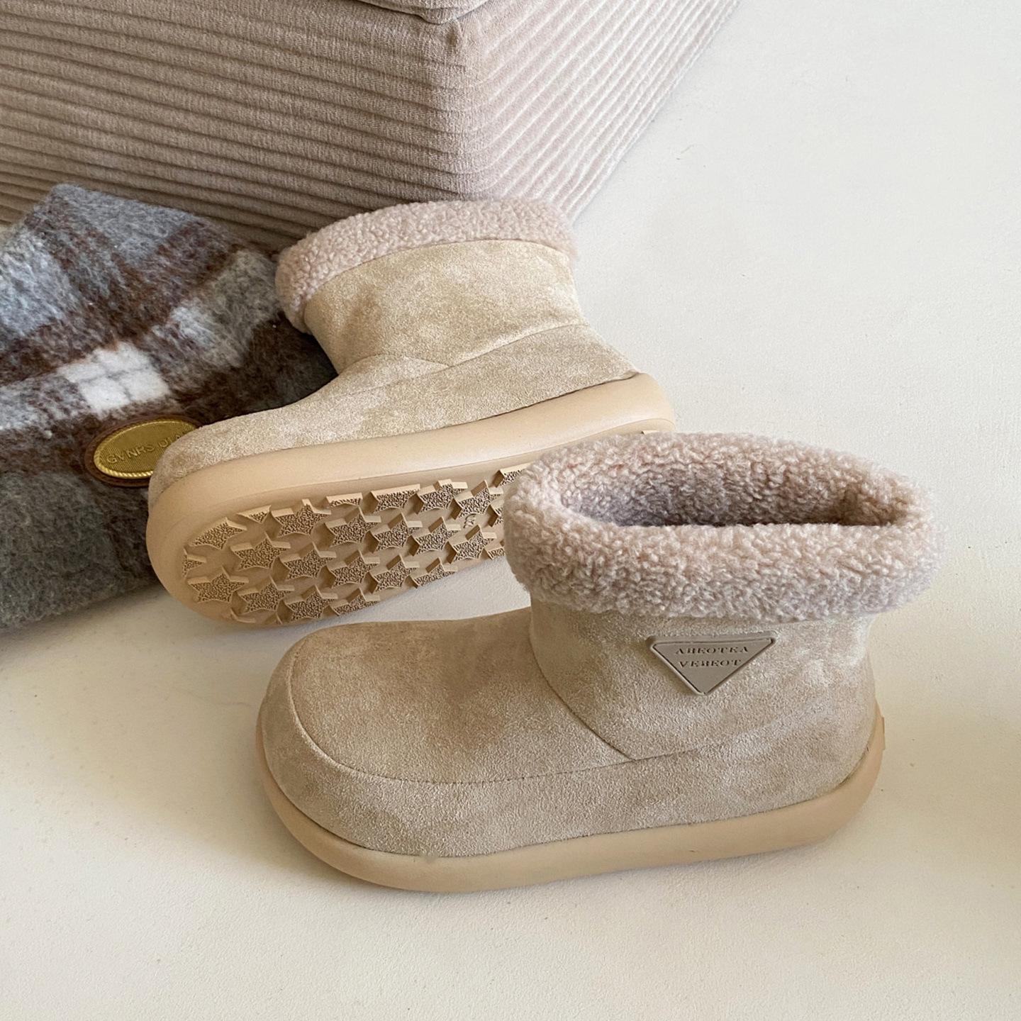 

[Fanfna] Ретро зимние нескользящие ботинки на толстой подошве для женщин, новинка осени 2025 года, универсальные бархатные хлопковые тапочки на мягкой подошве 40 бежевый