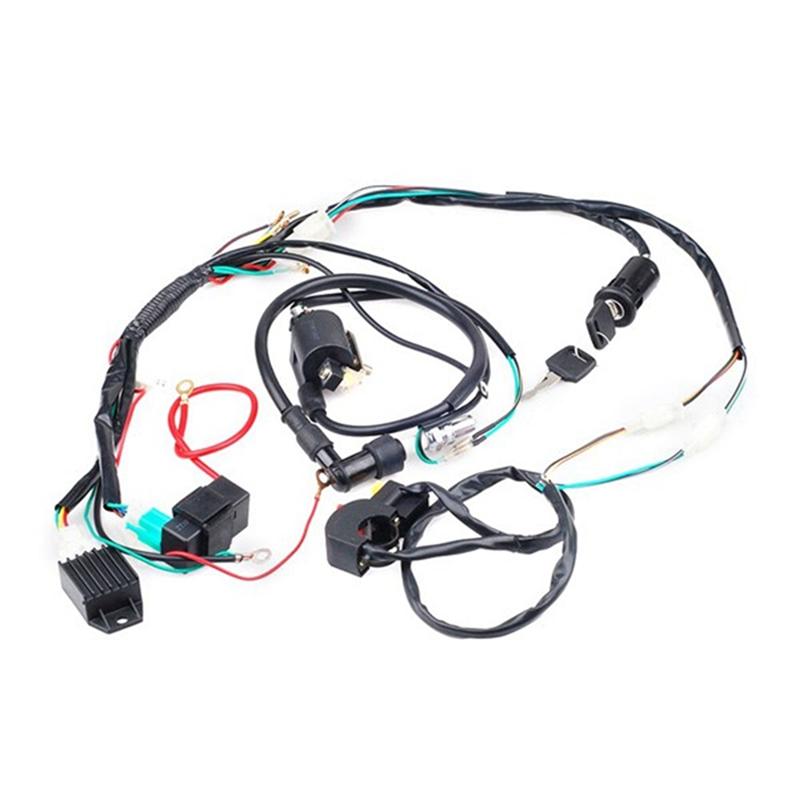 Ac29-Wiring Harness CDI Ignition Coil Kit For 50Cc 70Cc 90Cc 110Cc ATV Electric Quad Vehicle, Full Vehicle Circuit Ignition