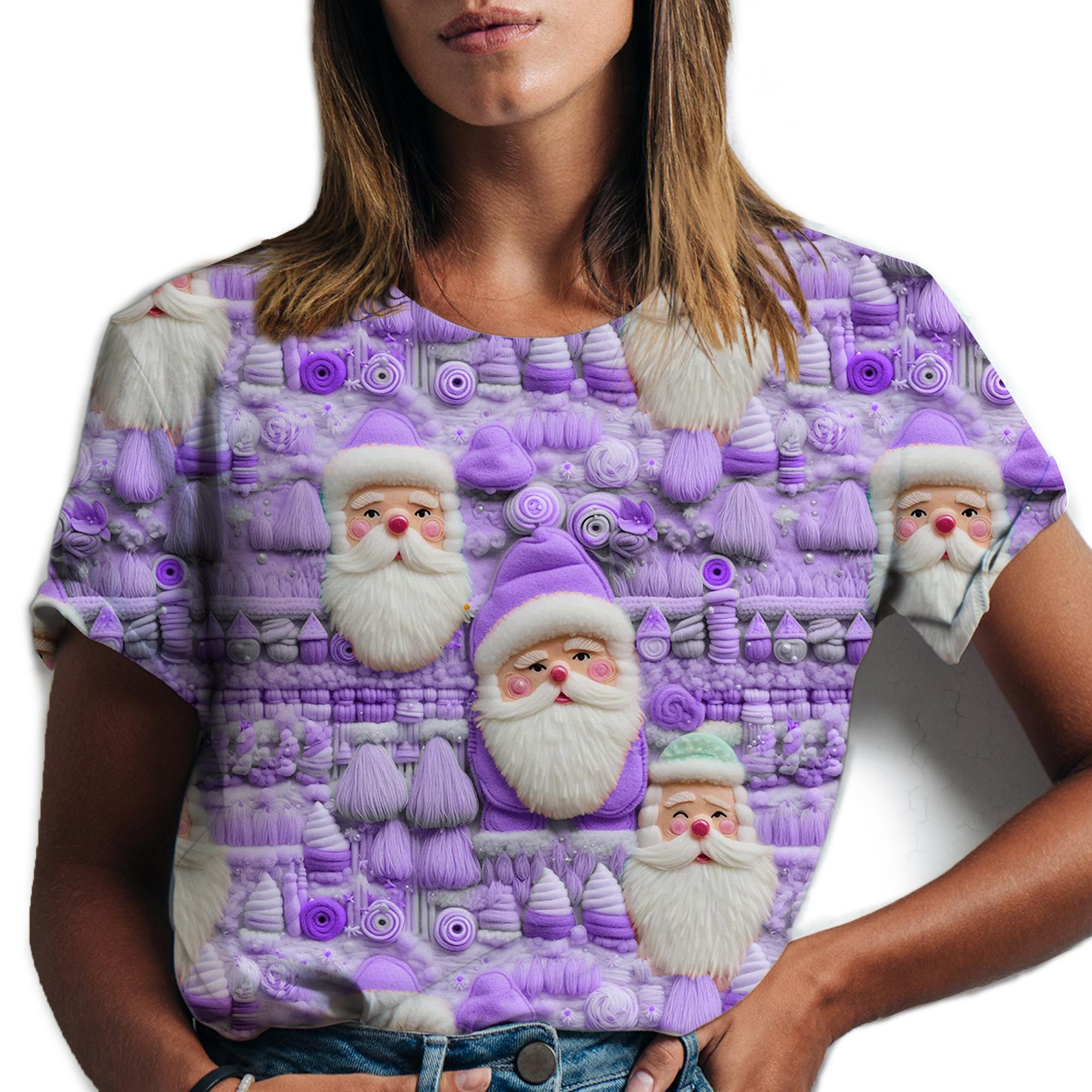 

Веселая рождественская футболка женская с рисунком Санта-Клауса женская футболка с коротким рукавом женская изысканная ручная работа с 3D-принтом футболки топ XXXL