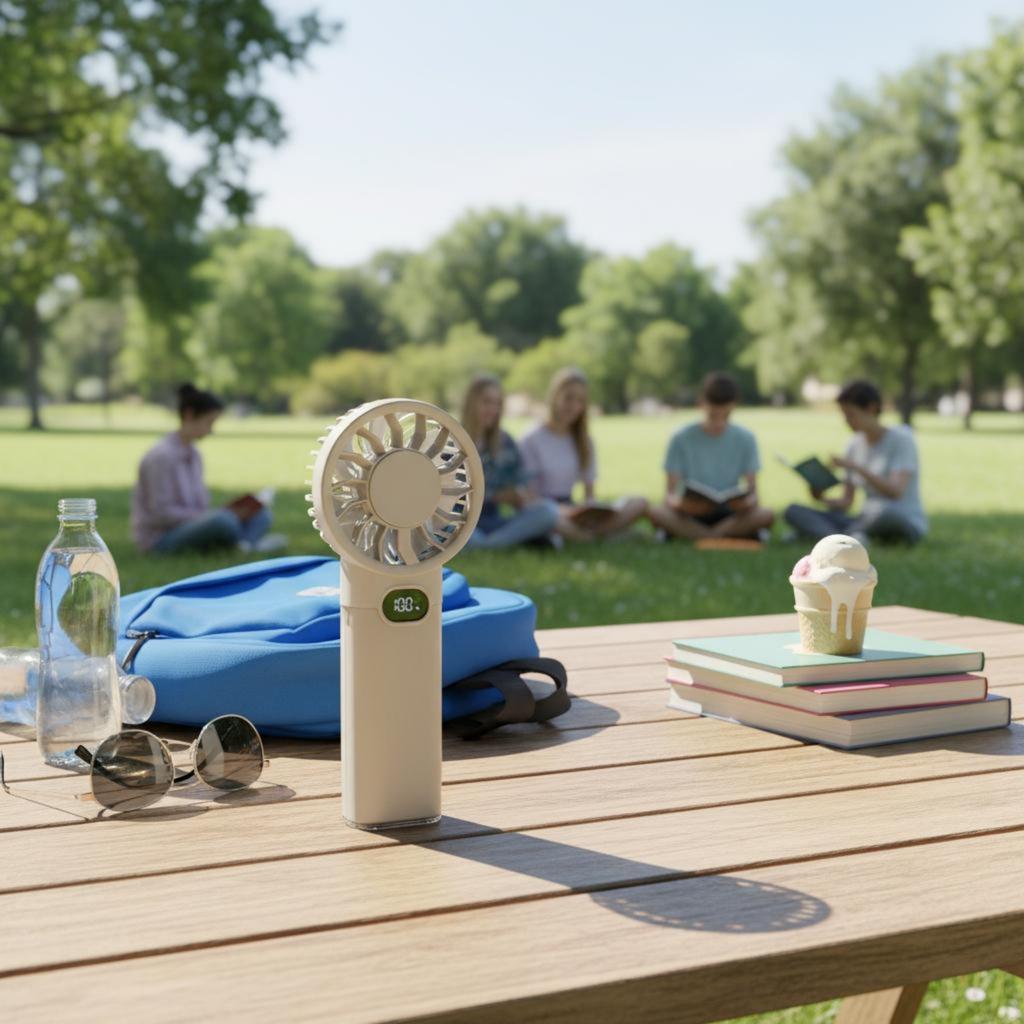 Handheld Cooling Fan Digital Display Ice Cooling Fan Electronically Commutated Engine Triple-Function Design for Commuters