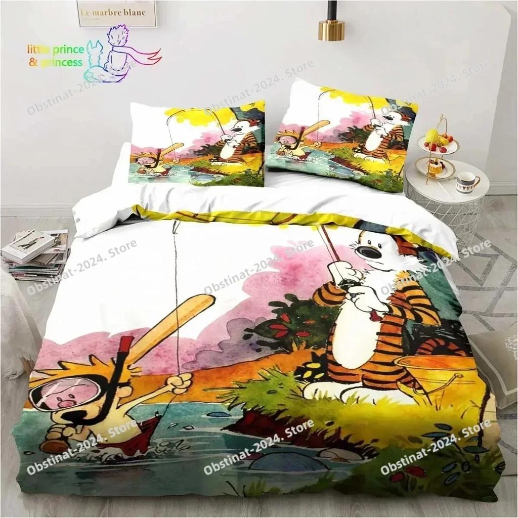 Top Calvin Hobbes 3D Bettwäsche-Set Gedruckte einzelne Decke Steppdecke Bettbezug Bettwäschebezug Kissenbezug 3-teilige Sets Kinder Erwachsene Größe