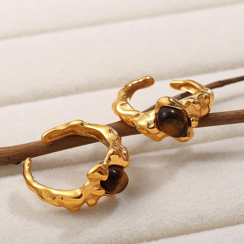 Niche High-End Tiger'S Eye Stone Ring French Commuter Versatile Design Natural Stone Necklace
