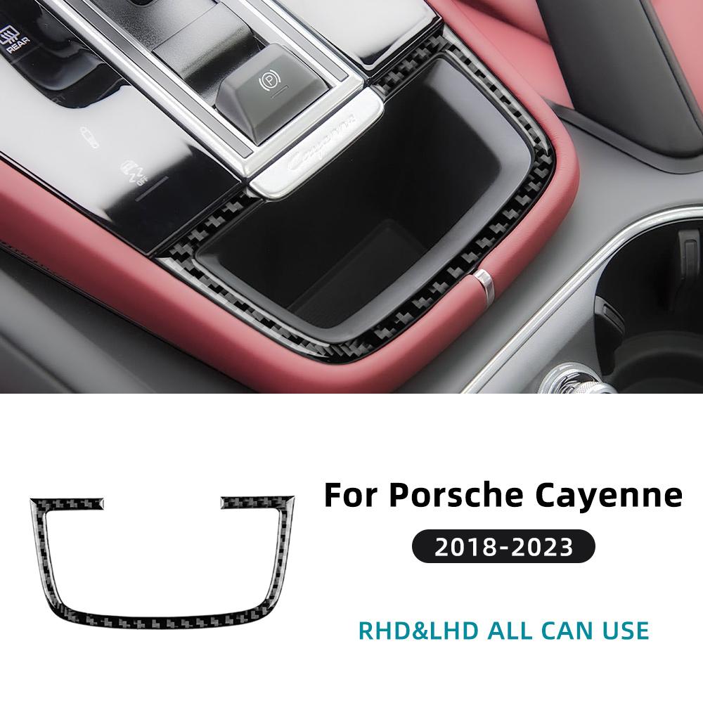Carbon Fiber Style Interior Sticker for Porsche Cayenne 2018-2023 LHD RHD Gear Shift Panel Center Console Storage Organizer