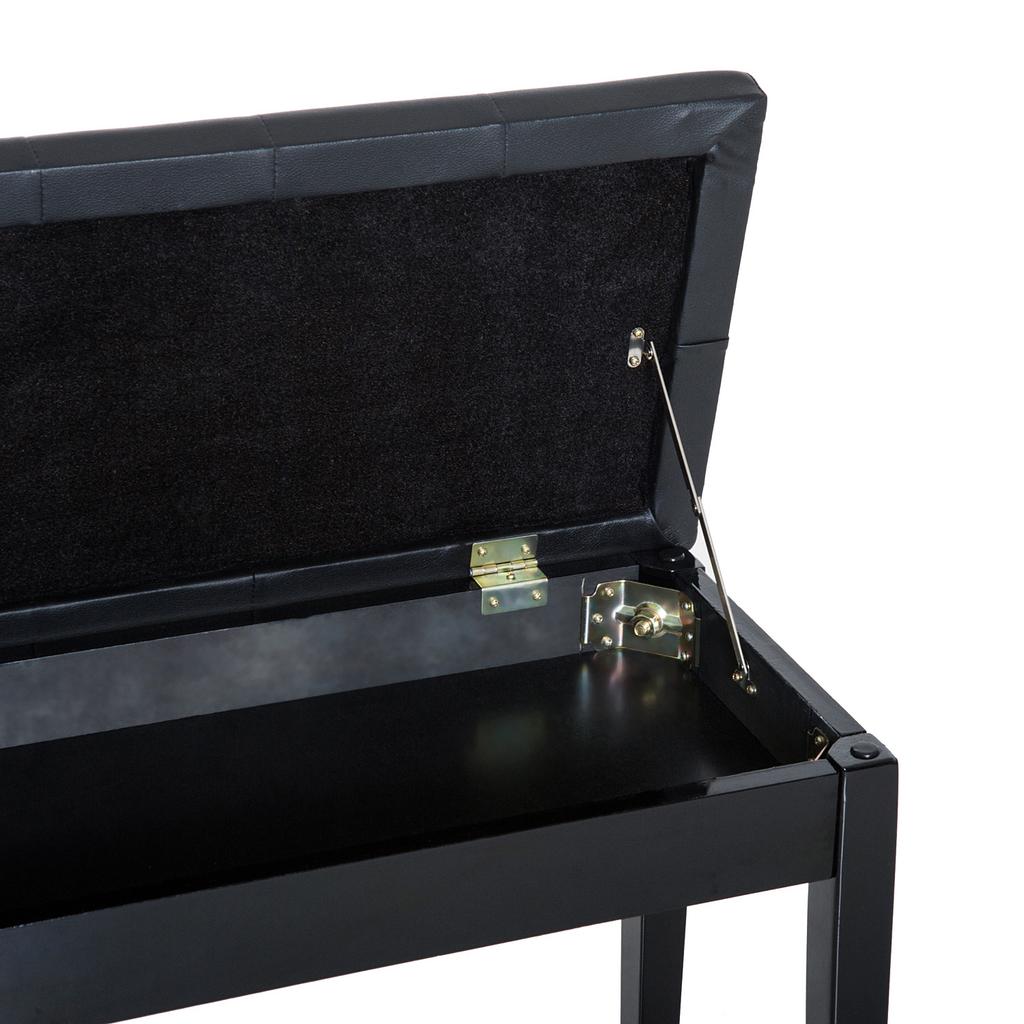 Sgabello per Pianoforte Imbottito in Ecopelle, Sgabello da Trucco, Panca, Seduta per Toeletta con Contenitore 76x36x50cm, Nero
