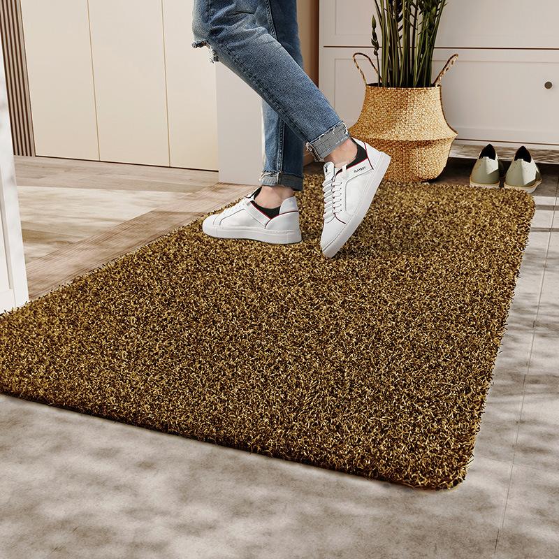 

Кокосовый шелк коврик для пола грязеснимающий пылеудаляющий противоскользящий придверный коврик для дома вход для улицы и помещения регулируемая резка 40X60cm жёлтый