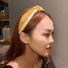 Striped yellow headband for women, versatile for outdoor face washing, simple Korean style headband, wide edge pressed hairpin, retro style