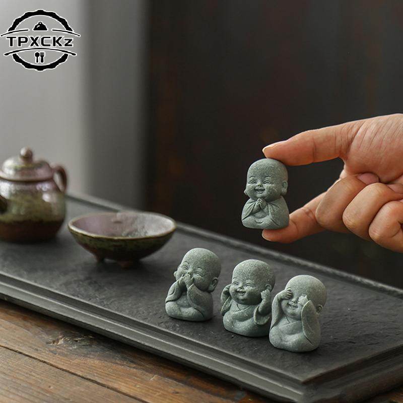 1/4Pcs Home Decor Cute Stone Little Monk Statues With Serene Zen Vibes Ornament For Meditation Space Desk Meaningful Gifts