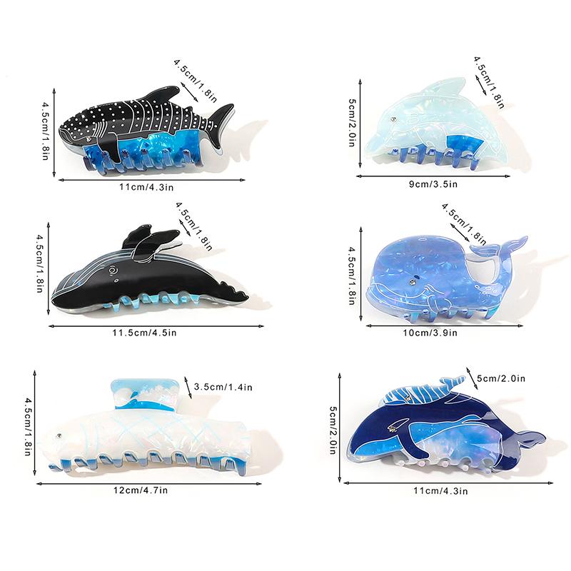 Creative Personality Blue Whale Hair Claw For Women Girls Cute Cartoon Ponytail Hairpins Hair Accessories Shark Clip Gifts